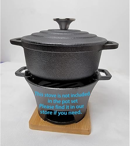 Miniatura 8 de HAWOK Hierro fundido pre-sazonado Mini tazón de pan de hierro fundido horno holandés Set de 2 Negro