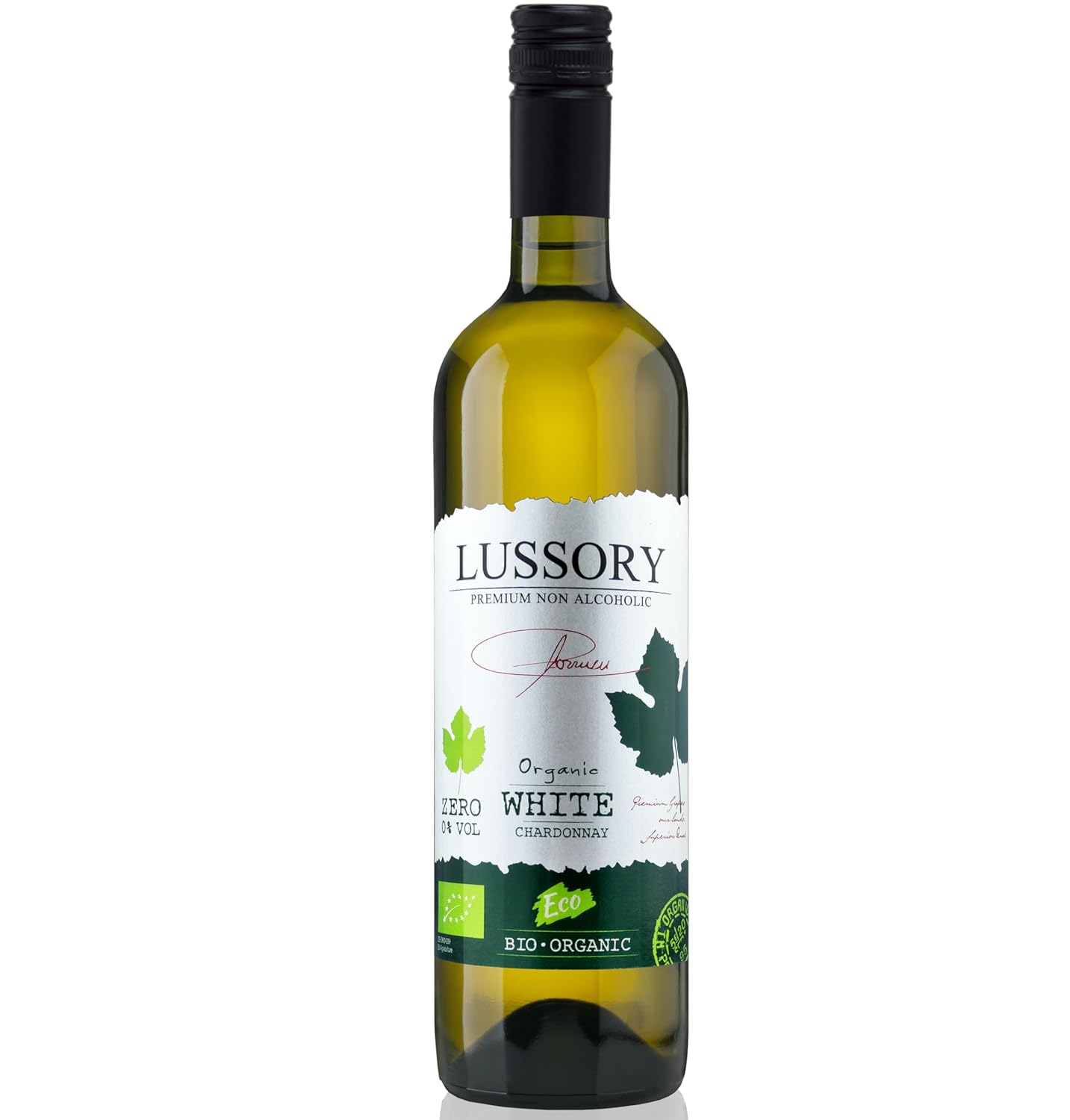 Lussory Organic Sparkling Brut Dealcoholized 0.0% Non Alcoholic Wine From Spain, Low Calories, Organic, Vegan (750ml, 1 Bottle)