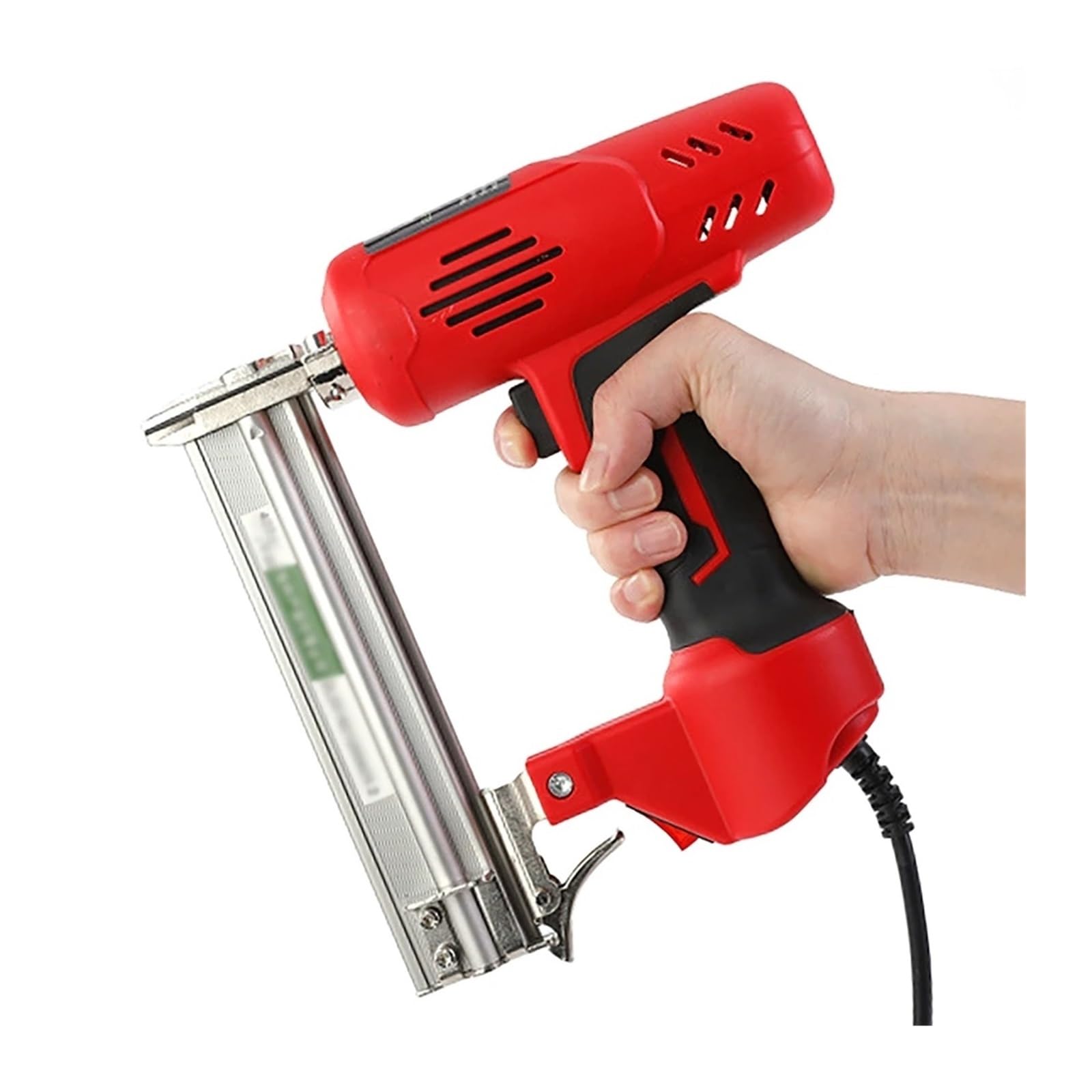 2600W Elektryczny Pistolet Do Gwoździ DIY Meble Drewniana A Zszywacz Elektronarzędzie Gwoździe Stolarstwo Budowlane Narzędzia Do Gwoździ Do Obróbki Drewna Do precyzyjnego frezowania(Red Nail Gun)