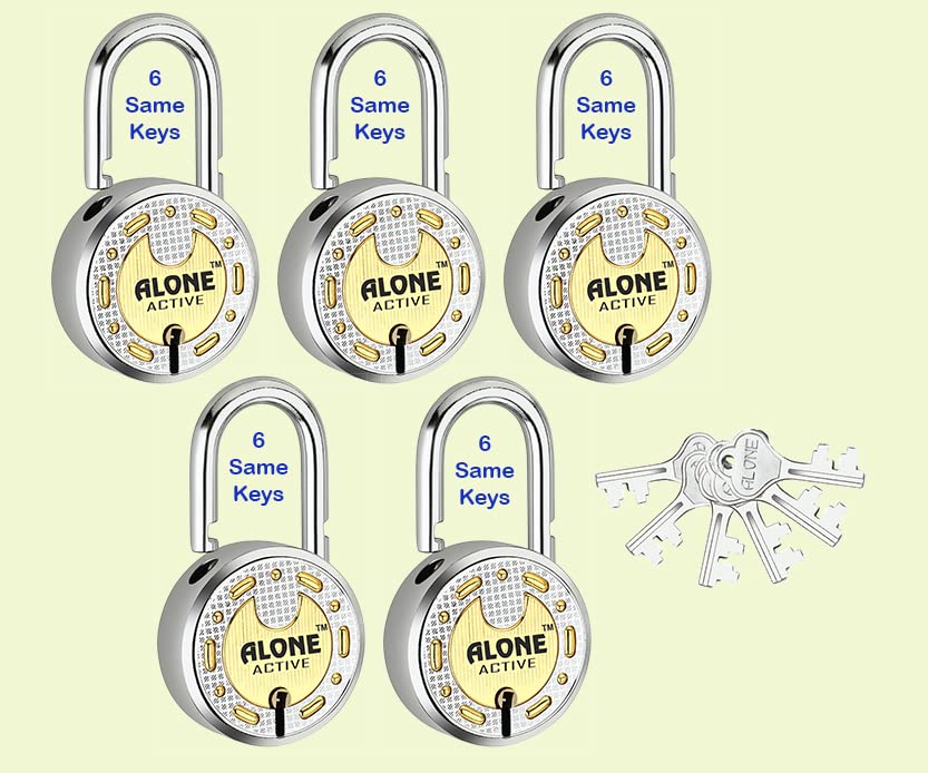 Alone Round 5 Padlock 65mm Brass Top 6 Same Keys | Hard Shackle Double Locking | Padlocks for Home Door gate Shop Shutter Grill, Finishing Dust & Rust Free (6 Same Keys 65mm Brass Top Pack of 5) (B0C6ZW5D23) Amazon Price History, Amazon Price Tracker