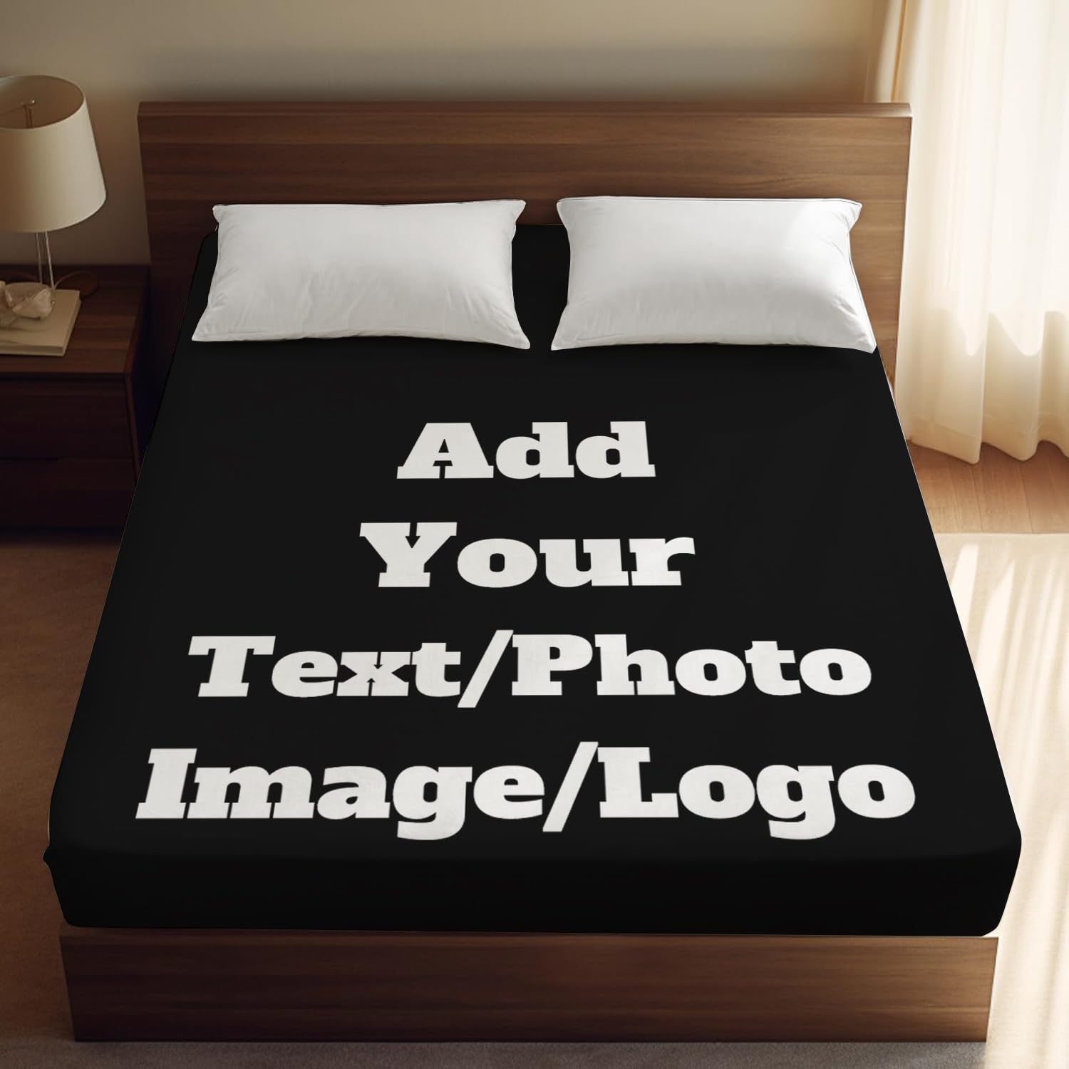 OneMorePuzzle Custom Bed Sheets with Picture - Personalize Photo on Fitted Sheet Design Your Own Sheet for Kids Adult (1 Picture)