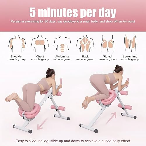 Miniatura 8 de Máquina de abdominales, equipo de entrenamiento abdominal, máquina de entrenamiento abdominal ajustable de 5 niveles con pantalla LCD, equipo de