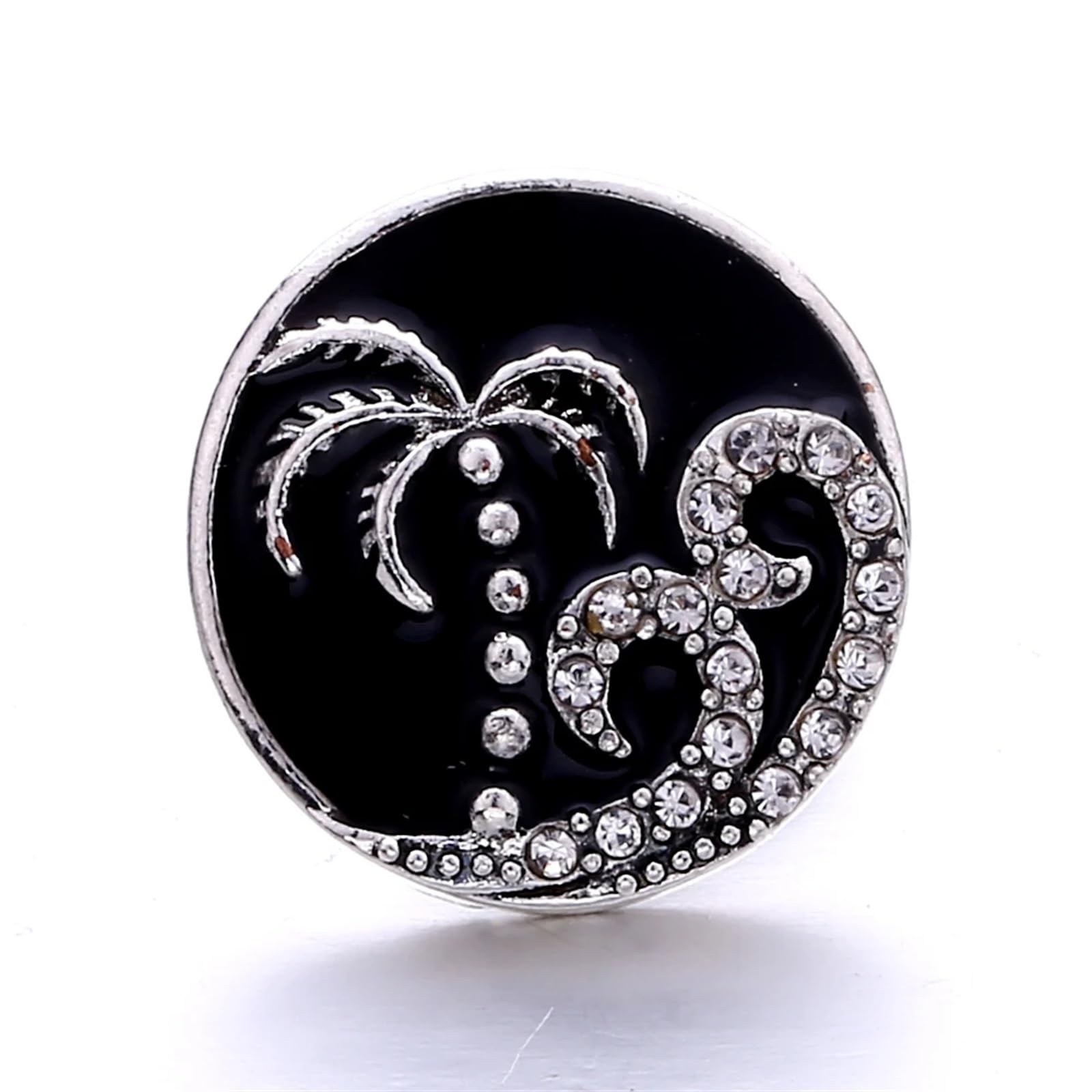 Bottoni automatici in metallo, bottoni per jeans, Bottoni 5 pz/lotto Gufo di Cristallo Nero Strass 40 Stile a pressione Gioielli a Misura 18mm Snap Collana Del Braccialetto(DHH BK)