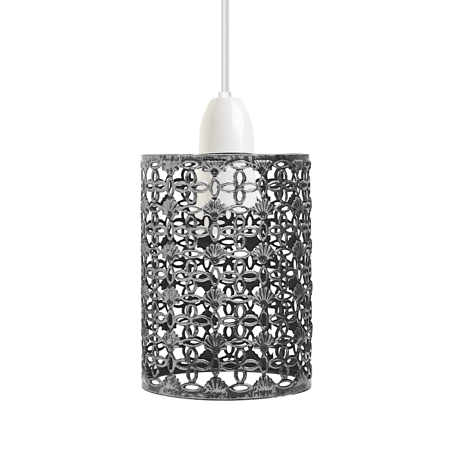 Ledsone Brushed Silver 11 - Pattern 4 Ceiling Light Shade Metal Pendant Light Shade Ceiling Light Fitting Ceiling Lamp Shades Industrial Ceiling Lights Lampshade For Kitchen Light Ceiling Lamp (Brushed Silver 11 - Pattern 4)