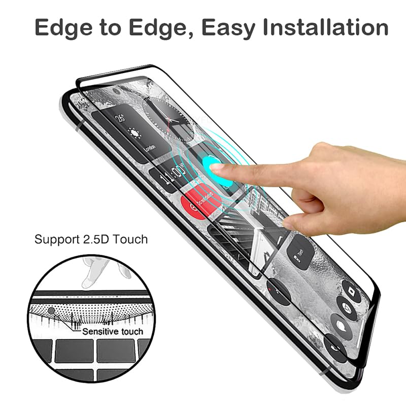 Image of Casodon Tempered Glass Screen Protector Guard for Nothing 2 /Nothing Phone 2 5G (Black) Full Screen Coverage with Easy Installation Kit