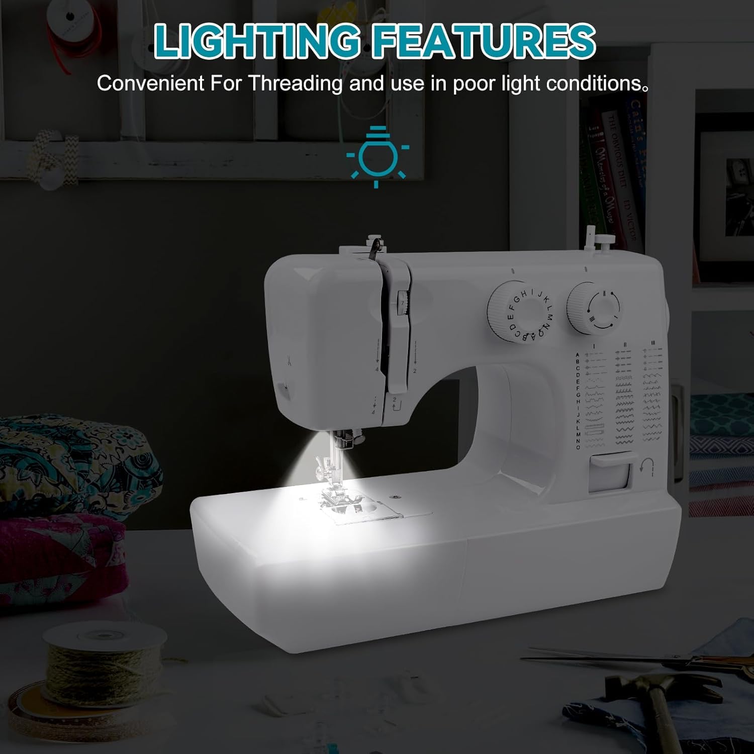 Mini Máquina De Coser para Principiantes, Eléctrica, con 45 Puntadas Y Kit De Costura De 42 Piezas. Máquina De Coser Doméstica Compacta para Adultos, Fácil De Usar Y Portátil.