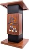 Customized 47’’ Wood Podium with Wheels, Wooden Lectern Stand with15MM Particle Board, Elegant Design with Storage, Pulpits Mic Stand Space, Wooden Pulpit for Churches, Office, School