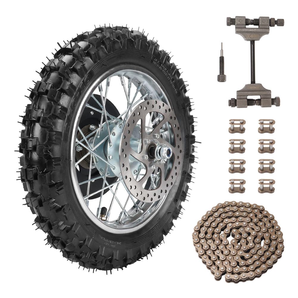 Photo 1 of ***UNSURE OF CORRECT SPROCKET SIZE***
Tire Rear Wheel 2.50-10 2.50x10 & 25H Chain 132L & Chain Breaker for Razor MX500 MX650 SX500 Mini Dirt Rocket Bike Chain Sprocket Axle Brake Rotor for Electric Moto Off-Road Bike Anti-slip 2.50"x10"