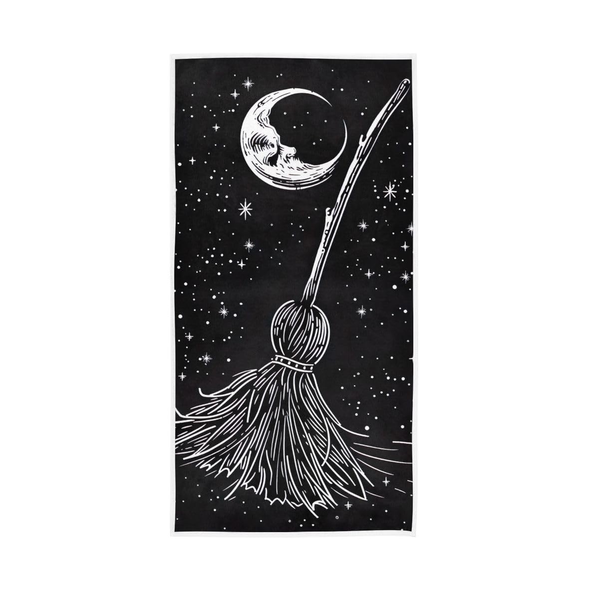 LSRCPD Broom with Moon Hand Towel, Multipurpose Soft Towels for Hand, Face, Hair, Bath 15 x 30 Inches