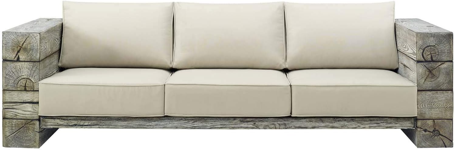 Modway Manteo Outdoor Patio Sofa with Light Gray Beige Sunbrella® Cushions
