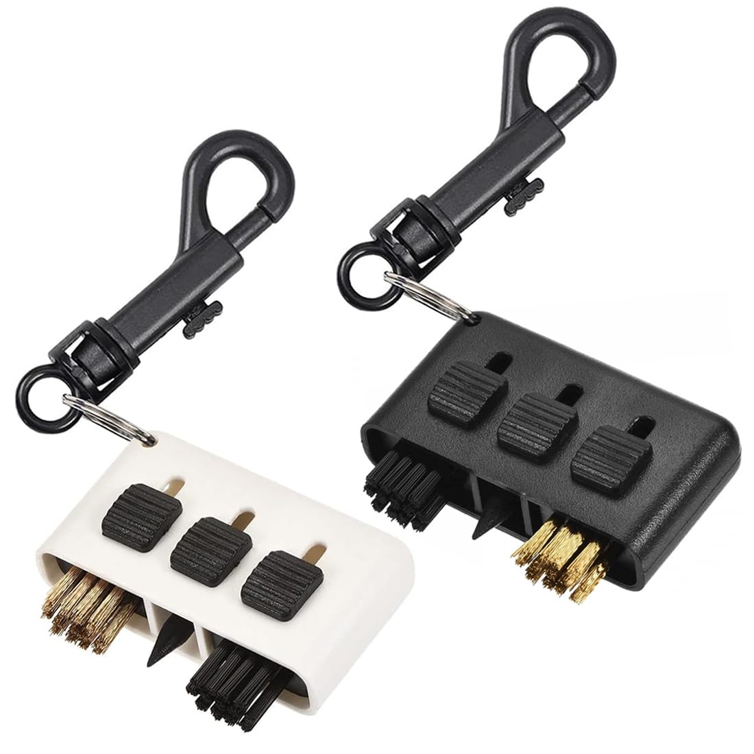 EIH 2 Pcs 3 in 1 per Mazze da Golf,Pulitore di Mazze da Golf,Strumento di Pulizia Multiuso,Spazzola per la Pulizia Delle Scanalature Delle Mazze da Golf,Kit per la Pulizia Delle Scarpe,Con Portachiavi