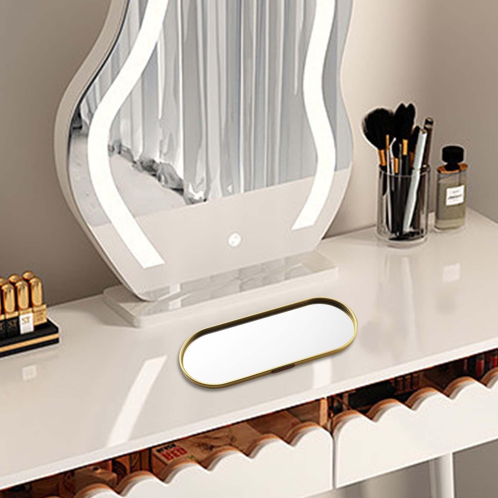 Plateau Miroir Argenté 30x20 Cm - Organisateur Salle De Bain, Bijoux, Cosmétiques, Antidérapant