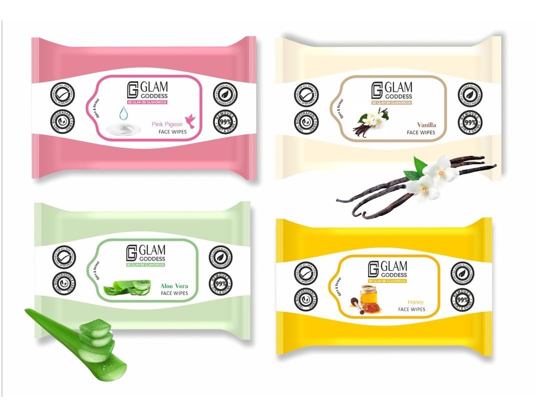 Daily Face Cleansing Tissue with Vitamin E Oil, Hydrating, Refreshing [All Flavoured Mix]- [Super Saver Pack of 4 , 100 Wipes]