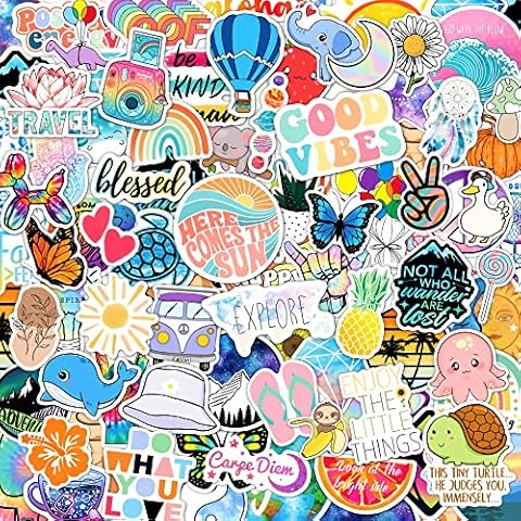 120 Pcs Preppy Stickers, Summer Stickers for Water Bottles Girls, Laptop Accessory Waterproof, Cute Decals for Phone Waterbottle MacBook Cup, Summer Themed Stickers for Teens Cover