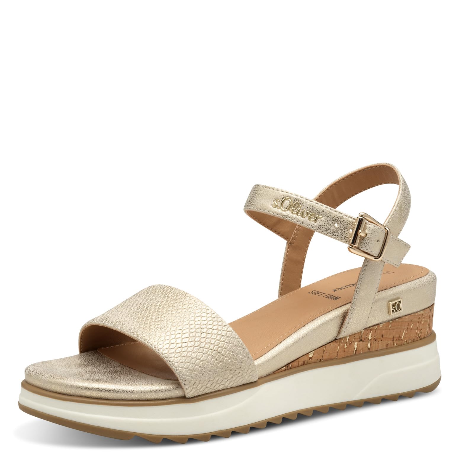 s.Oliver Women Damen 5-28708-42 Wedge Sandal, Champagner, 42 EU