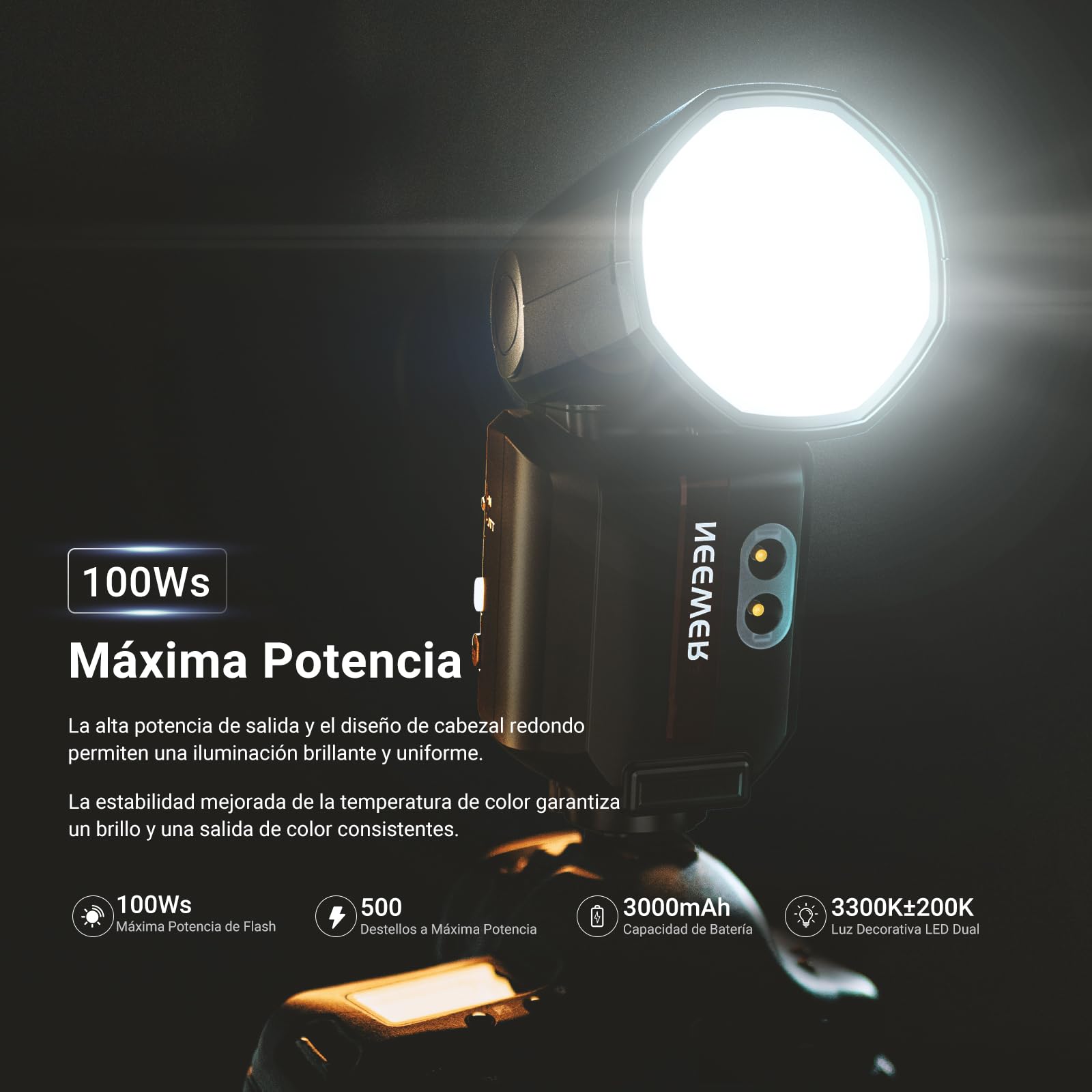 NEEWER 100Ws 2.4G TTL Flash Speedlite Zapata Compatible con Canon, Compatible con Godox, Speedlite con Pantalla Táctil HSS 1/8000s 2 Luces Modelado Conmutador TTL/M, 3000mAh/500 Disparos Flash, Z3-C