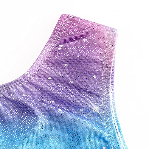 Image of EQSJIU Gymnastics Leotards for Girls Kids Rainbow Mosaic Mermaid Butterfly Stars Leopard Galaxy Tie Dye Cosmos Leopard