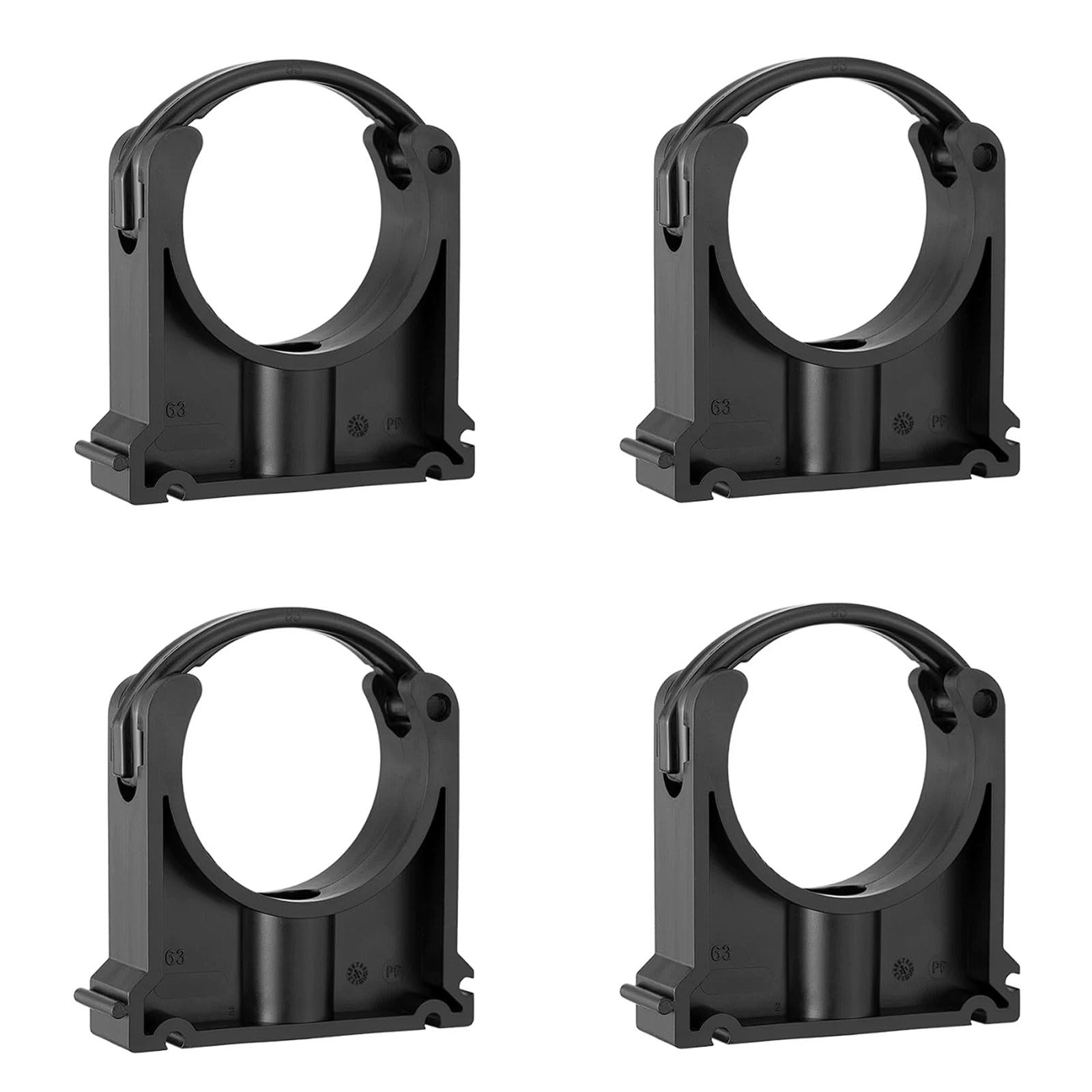 UPVC Pipe Clamps, PVC Fixing Clips and Supports, 4 Pieces PP for 20-110mm Pipes, Black Heavy Duty(25mm)