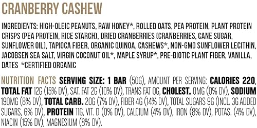 Miniatura 2 de Big Spoon Roasters Barras de mantequilla de anacardo de arándano y anacardo, barras de alto contenido en proteínas con proteína de guisante sin OMG,