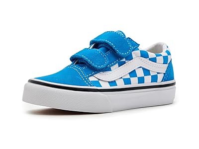 Vans Kids Old Skooltm V (Little Kid) Kids Shoes Color Theory Checkerboard Bright Azure 