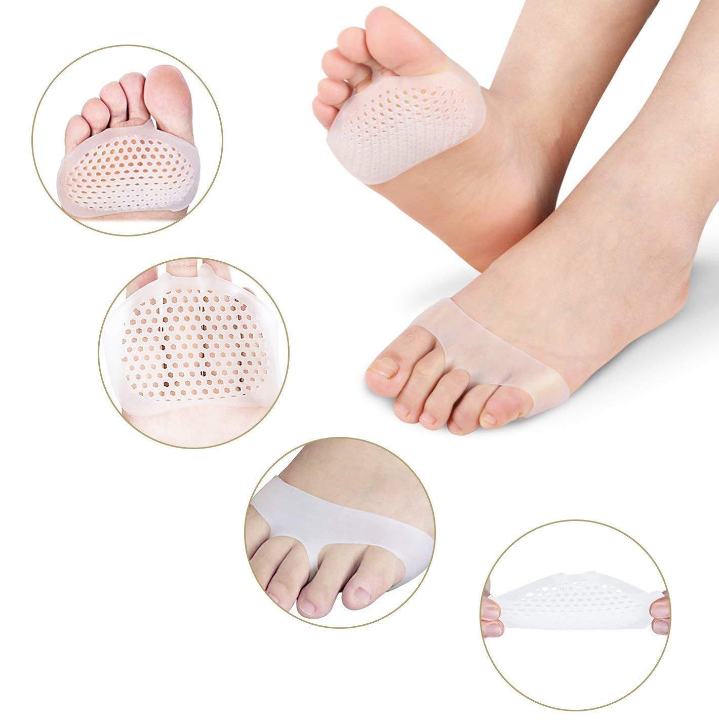 Lariox Silicone Gel Half Toe Sleeve Anti-Skid Forefoot Soft Pads for Pain Relief heel front socks silicone Heel Protector foot Gel Socks for Repair Dry Cracked Skins 3