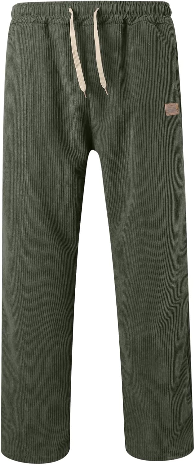 Mens Sporty Wide Leg Sweatpants Baggy Tall Fleece Lined Wide Legged Joggers Active Workout Loose Fit Corduroy Yoga