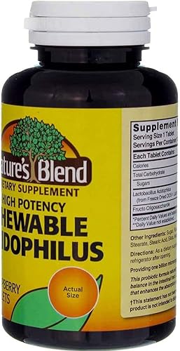 Miniatura 5 de Nature's Blend Acidophilus sabor a frambuesa masticable - 100 comprimidos, paquete de 2