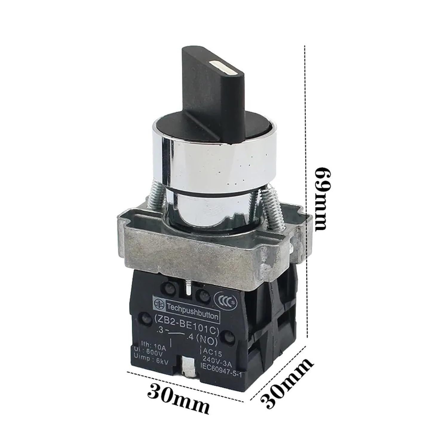 1PCS 22mm XB2-BD21 BD23 BD25 BD33 BD45 BD53 1NO/2NO/1NO1NC 2/3 Position Self Locking/self resetting selector Knob Switch(XB2-BD45)