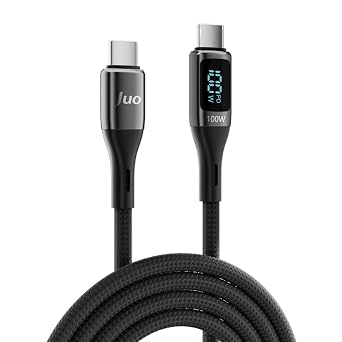 Juo 100W 5A QC4.0 Digital Led Display USB PD Type-C with E-Mark Chip Fast Charging and Data Cable 2 Meters