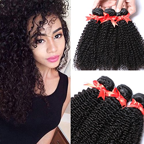 Sunwell Weave Hair Human Bundles of Brazilian Hair Extensions Human Hair Bundles Kinky Curly Natural Color 8" 10" 12"