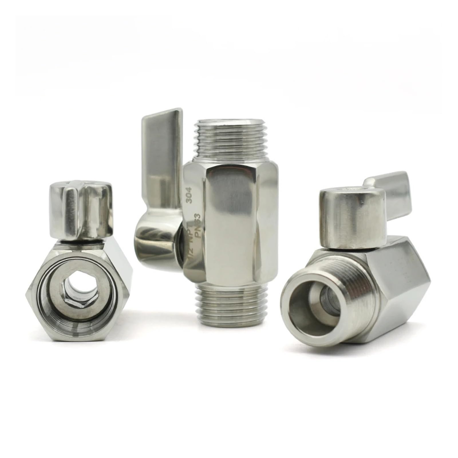 1 Mini válvula de bola de acero inoxidable SS304/316L 1/8 1/4 3/8 1/2 3/4 rosca BSP(Male female,SS304_1/8")