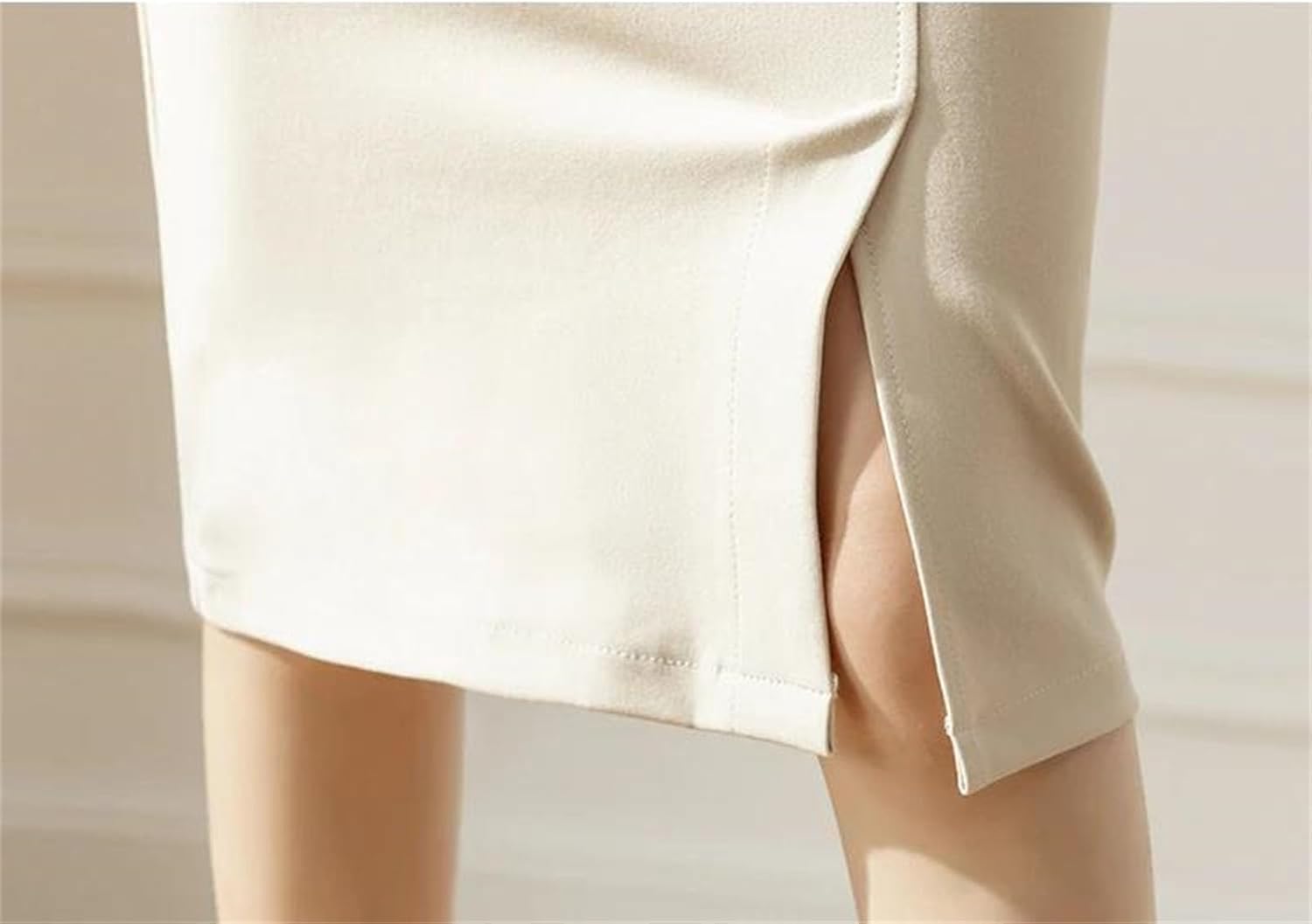 Womens High Waist Pencil Midi Skirt Elastic Waist Slim Fit Bodycon Elegant Work Office