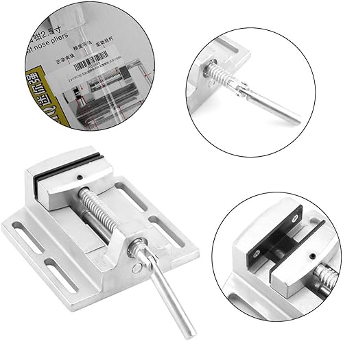 Miniatura 5 de Prensa de taladro de 2.5 pulgadas, alicates de punta plana, sujeción de precisión de doble pista, abrazadera de perforación industrial resistente