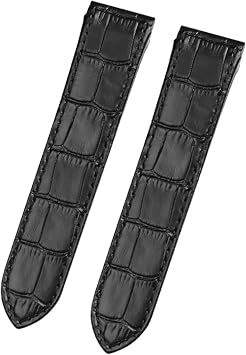 Wscebck Genuine Leather Watch Strap for Cartier Santos Santos 100 Men and Women Leather Watchband 20mm 23mm Color Black-No Buckle, Size 20mm
