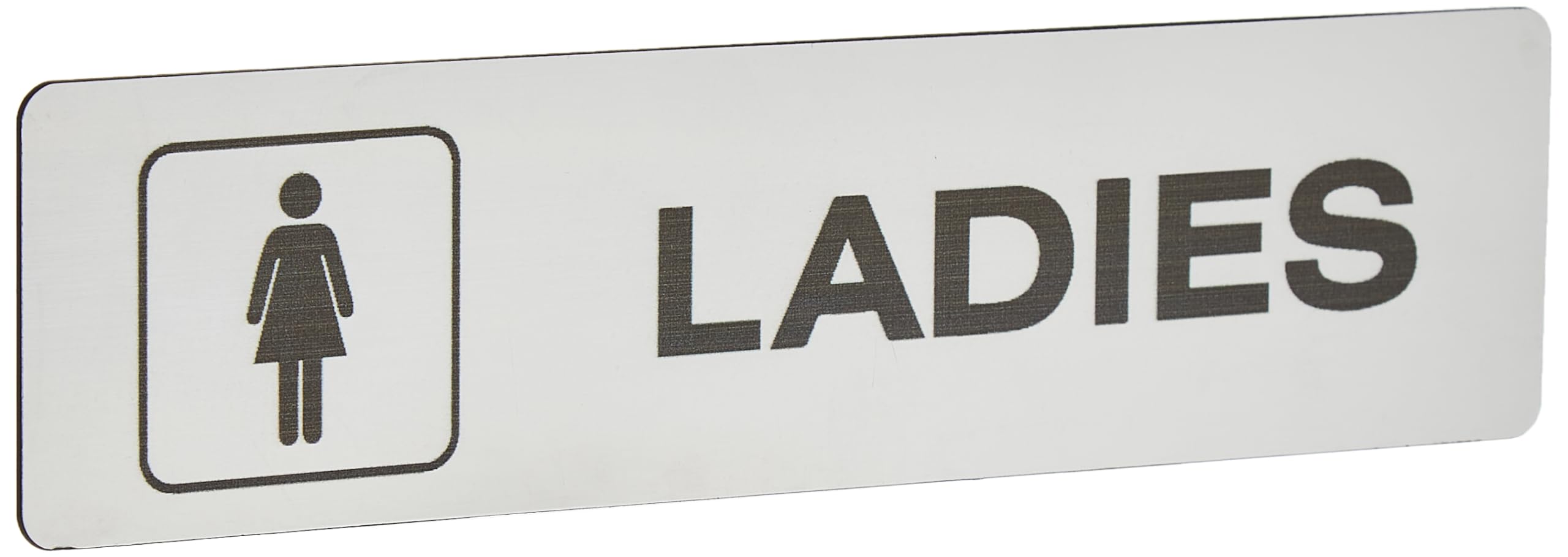 Seco Ladies With Pictogram Sign, 190mm x 45mm - 2mm Brushed Aluminium Effect Acrylic