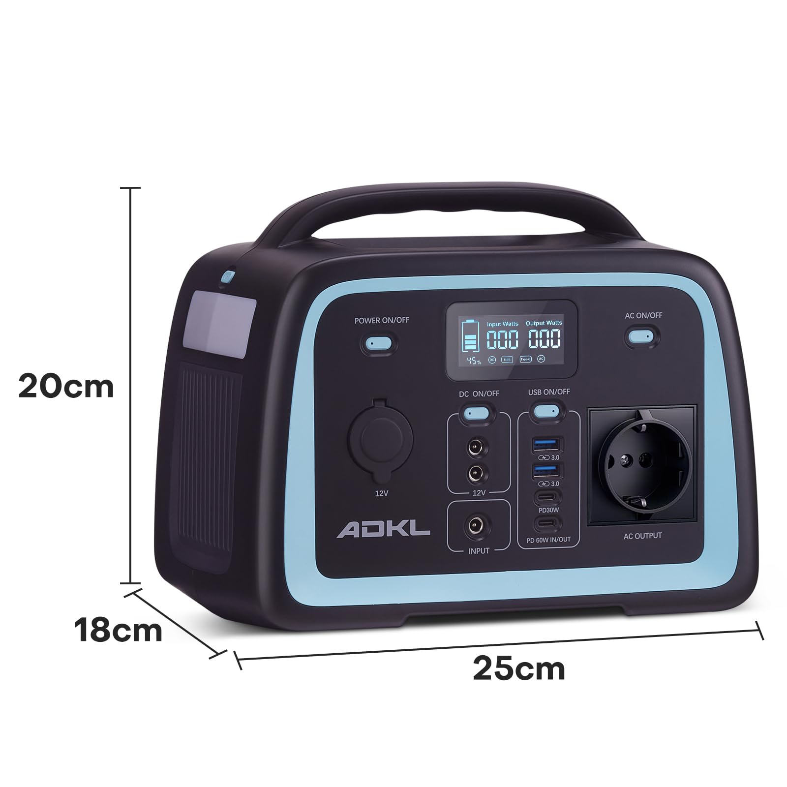 Tragbare DC Powerbank Powerstation, 320Wh Akku für mehrere Geräte, LiFePO4 Akku, 300W Solargenerator mit 300W AC/PD 60W USB-C Ausgang, Für Camping, Draußen, Reisen, Notfälle.
