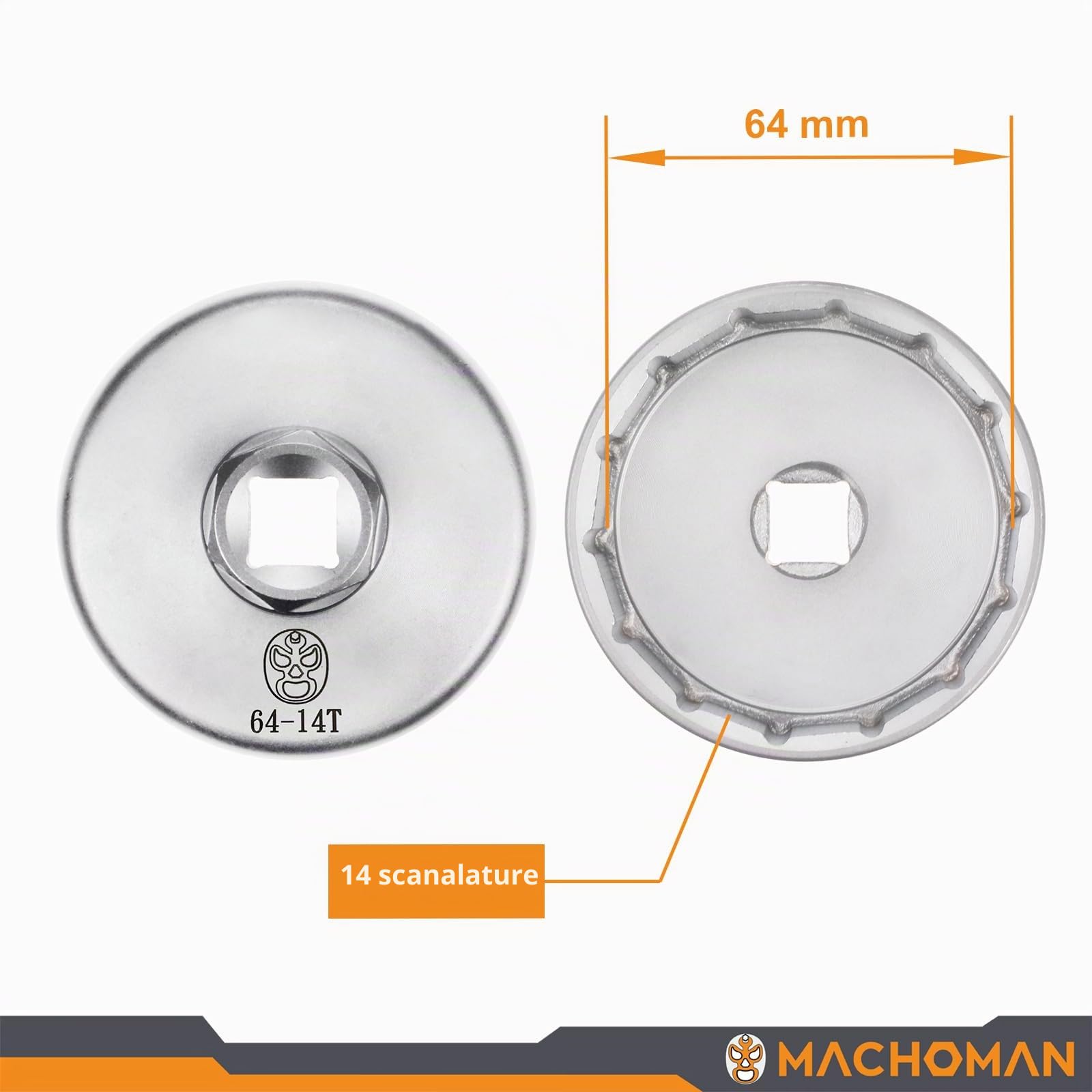 MACHOMAN OFS64 - Chiave per filtro olio 1/2", 64 mm, 14 scanalature