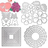 EL PAQUETE INCLUYE: Contiene 4 Plantillas de corte. Círculo troqueles (108 mm / 4,26 pulgadas de diámetro), Cuadrado troqueles (80 mm / 3,15 pulgadas de longitud lateral), troqueladora flores (94 mm * 100 mm), troqueles de mariposa (64 mm * 72 mm).