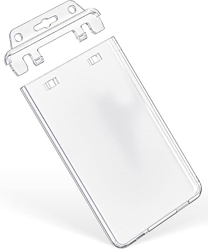 Pawfly Paquete de 5 portatarjetas de identificación con bloqueo permanente para tarjetas de uso menos frecuente, estuche vertical de plástico duro,