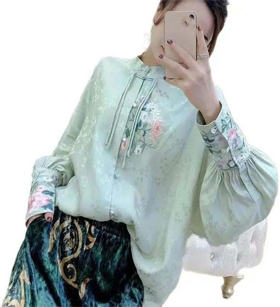 New Chinese Style Retro Stand Collar Traditional Women's Clothing Tang Suit Folk Embroidery Long Sleeve Cardigan