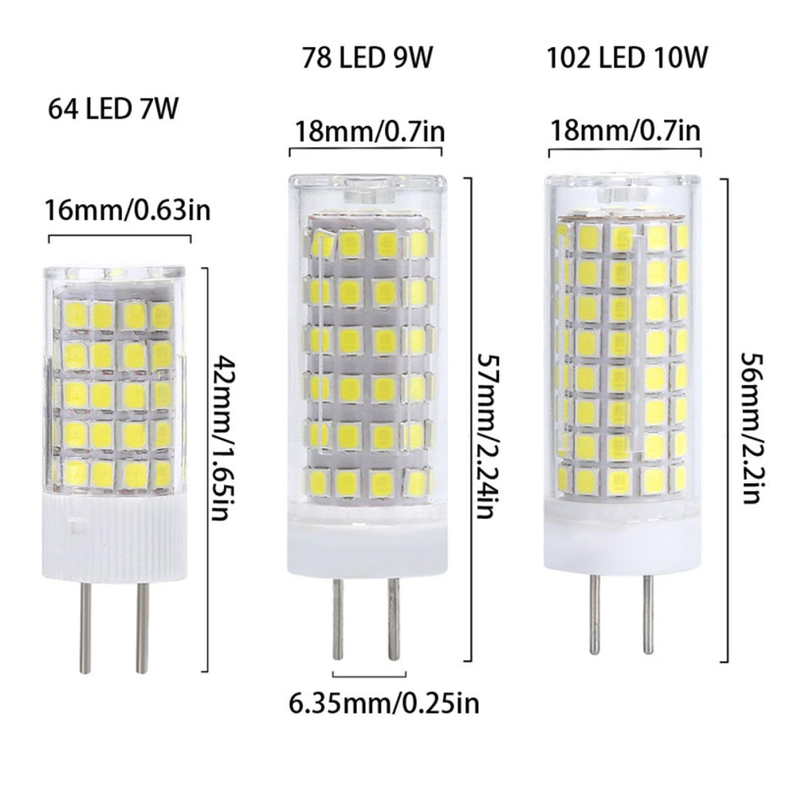 7W G6.35 lámpara LED Bombilla de paisaje de luz blanca cálida JC Bi-Pin Base 220V 70W T4 Bombillas de repuesto halógenas regulables 7W-10PC blanco