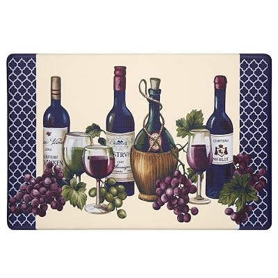 Anti-Fatigue Floor Comfort Mat - 18 x 30 Inch (Chateau) - Waterproof Non-Slip Rug - Easy to Clean Cushioned Mat for Kitchen, Bathroom, Standing Desk & Office - Achim Home Decor Beige