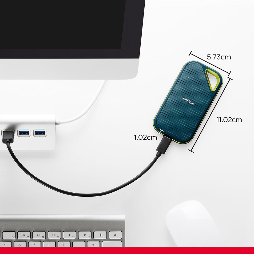 SanDisk Extreme PRO 2 TB SSD portatile (velocità massima di 2000 MB/s, crittografia hardware a 256 bit, la protezione da cadute da un massimo di tre metri, protezione contro acqua e polvere) Monterey