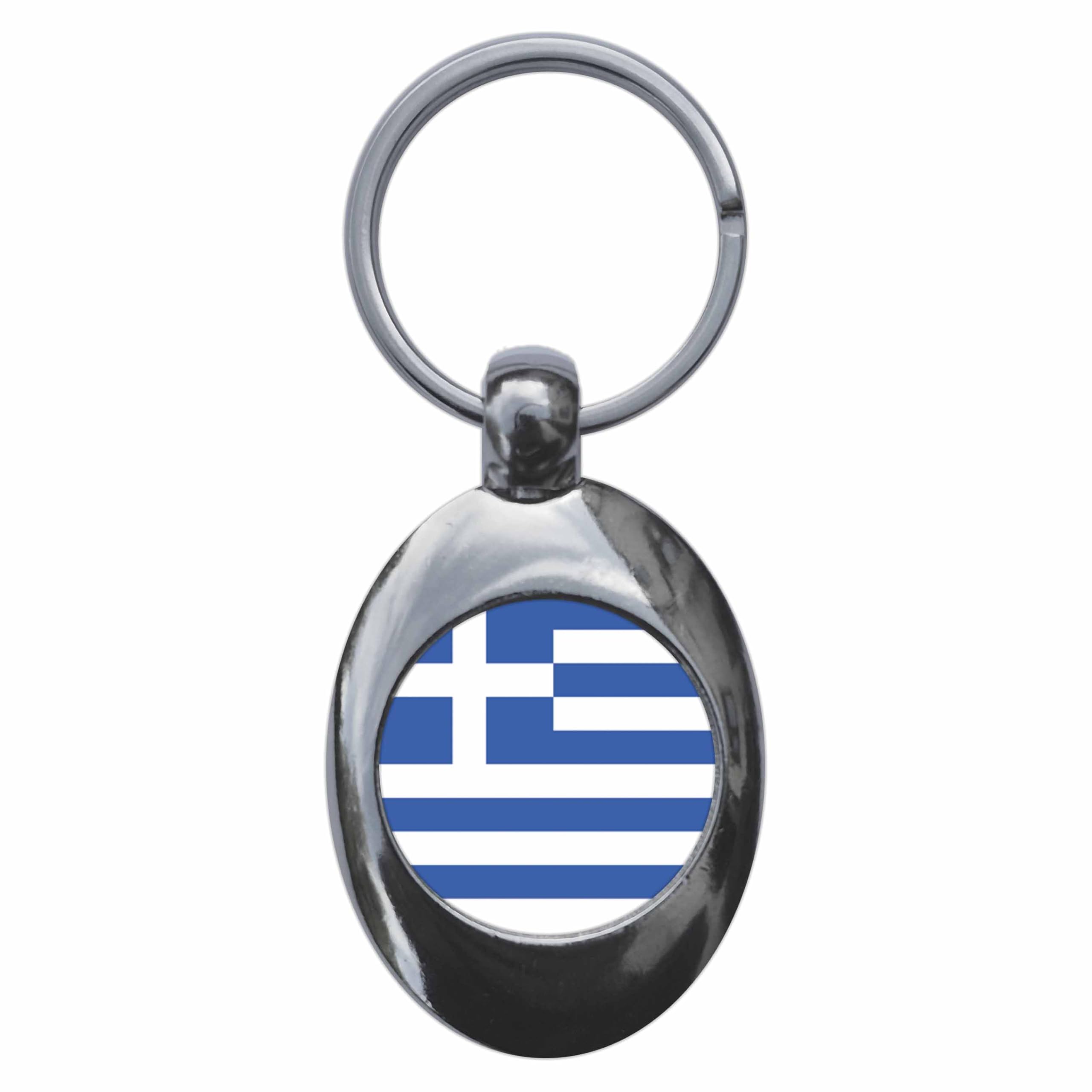 Ozorath Greece Greek National Flag Keyring Keychain Key Ring Chain With Trolley Coin