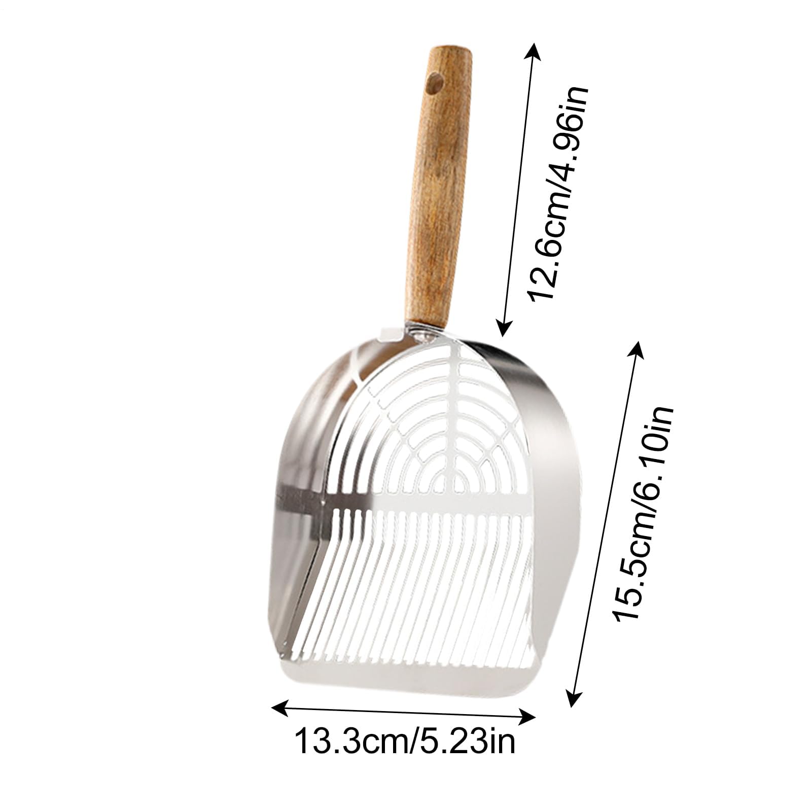 Paletta per lettiera, Acciaio Inossidabile antiruggine, Filtro Portatile con Manico Lungo ergonomico, Accessori for Animali Domestici(Stainless Steel Style)