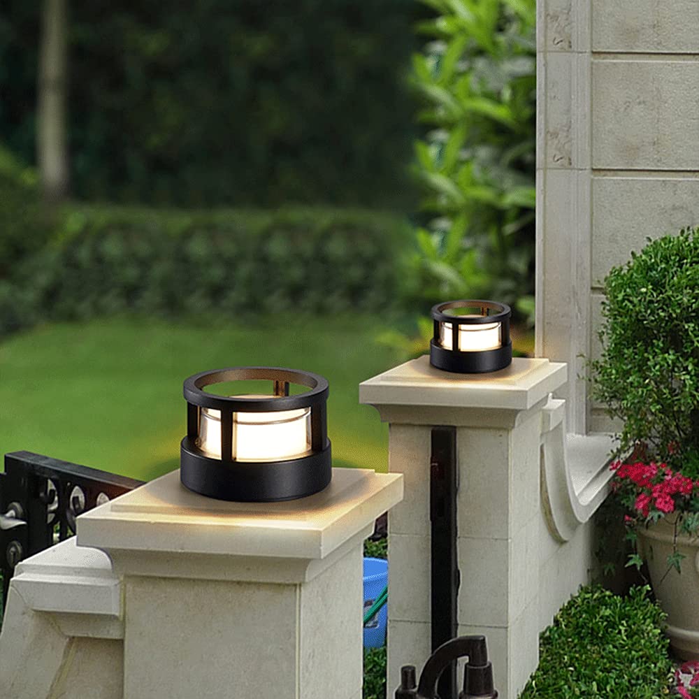 Nowoczesna lampa na słupek trawnikowy, wodoszczelne, aluminiowe lampy słupkowe, do użytku na zewnątrz, na słupek, na taras, do ogrodu, na werandę i podwórko