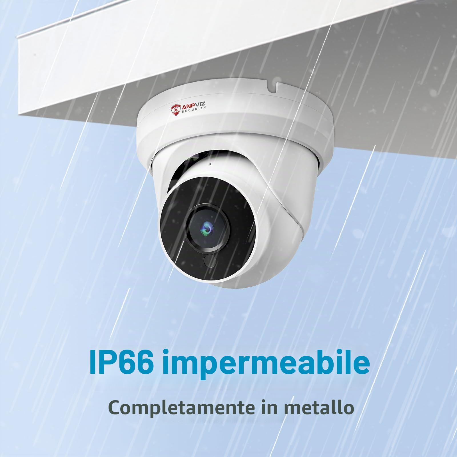 Anpviz 4MP Dome Telecamera IP PoE Esterno, Rilevamento Movimento | Visione Nottura IR 30m, Mic Integrato, Accesso Remoto, Alloggiamento Interamente in Metallo, Nessun Alimentatore (U Series)