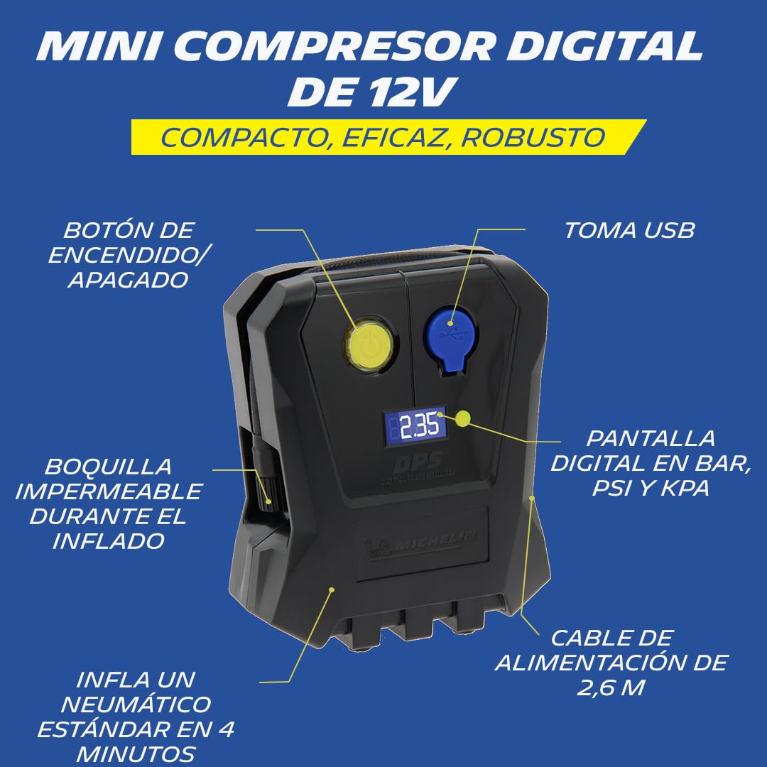 MICHELIN 009518 Mini compresseur numérique pour voiture 12