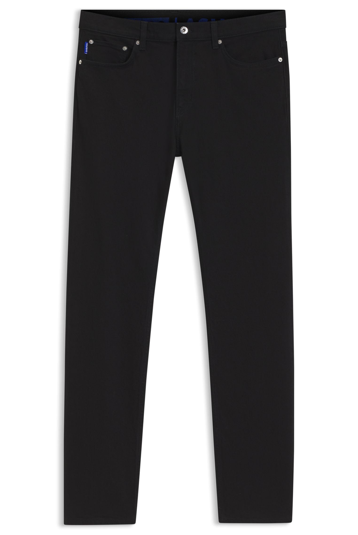 HUGO Mens Ash Black Slim-fit Jeans in Stretch Denim