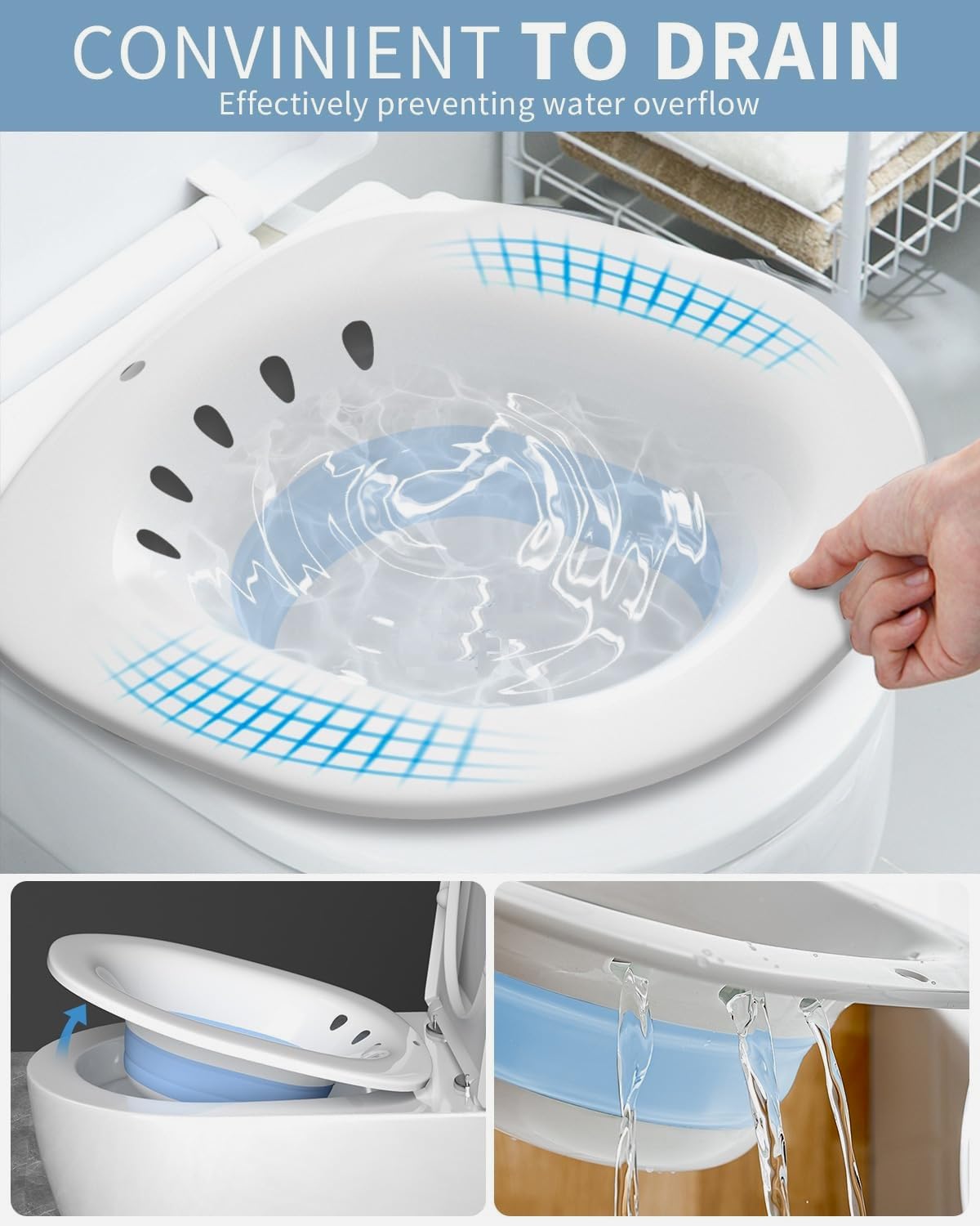 PERPART Foldable Sitz Bath Tub for Fissure With Pressure Pump Fits with Toilet Seat & Chair 3